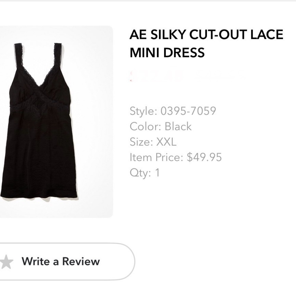 AE Silky Cut Out Lace Mini Dress, XXL